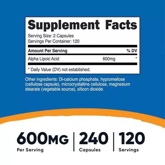 Alpha Lipoic Acid 600 MG - 120 Capsules