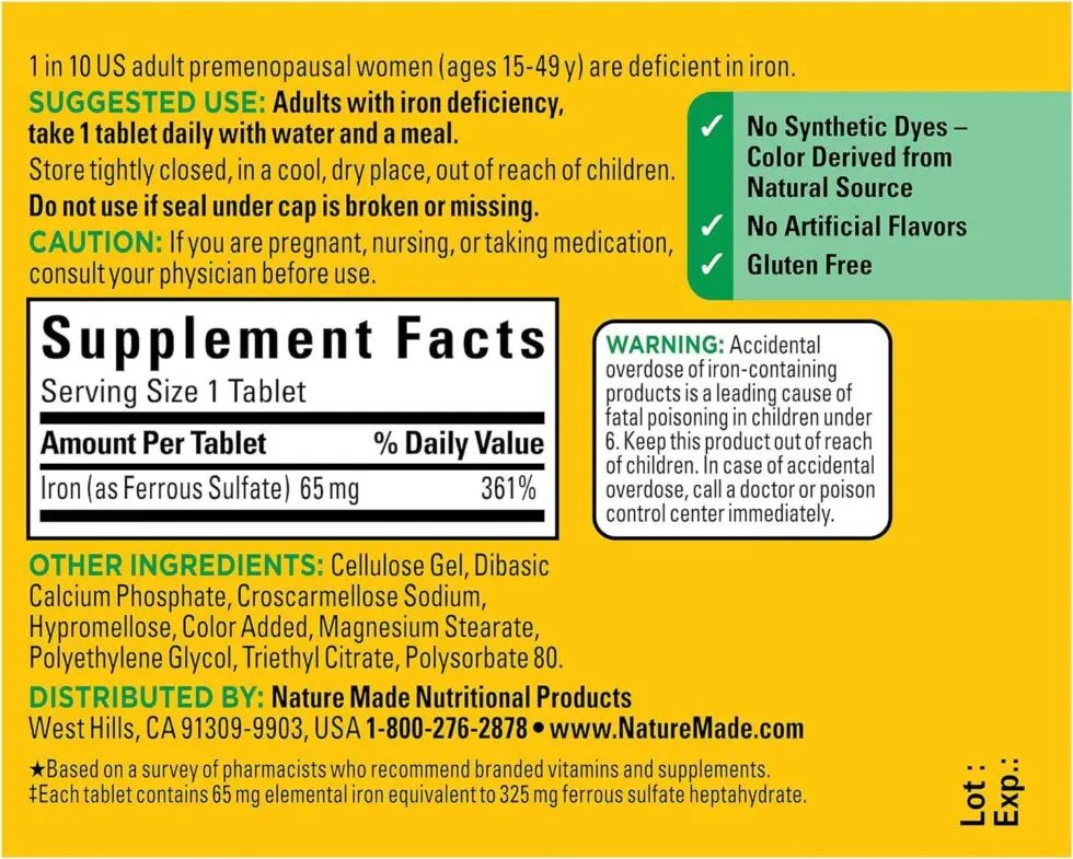 Iron 65mg 180 Tablets