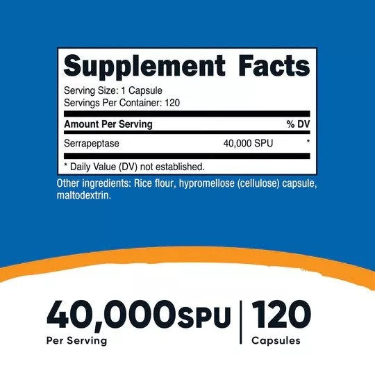 Serrapeptase 40,000 SPU Supplement Facts