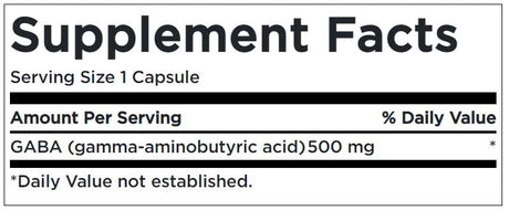 Gaba 500 MG Supplement Facts