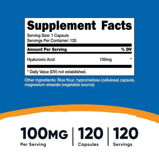Hyaluronic acid, 100 MG, 120 Servings