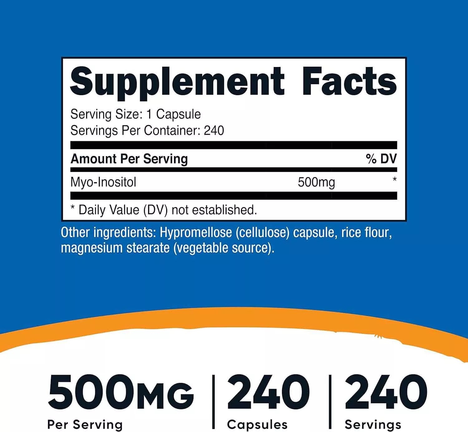 Inositol 500mg, 240 Capsules
