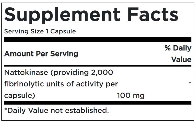 Nattokinase 100 mg Supplement Facts