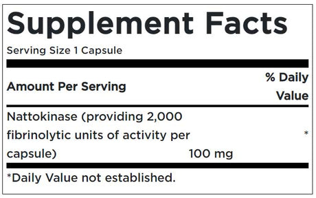 Nattokinase 100 mg Supplement Facts