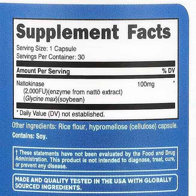 Nattokinase 2000fu 30 Capsules  Facts