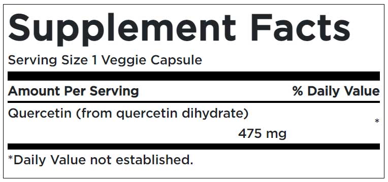 Quercetin 475 mg Supplement Facts