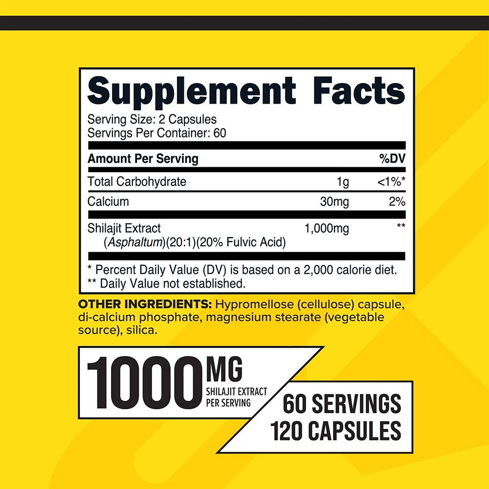 Shilajit 1000mg Supplement Facts