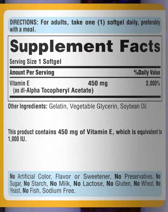 Vitamin E 450 Mg Facts