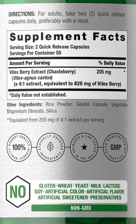 Vitex Berry 820mg  facts