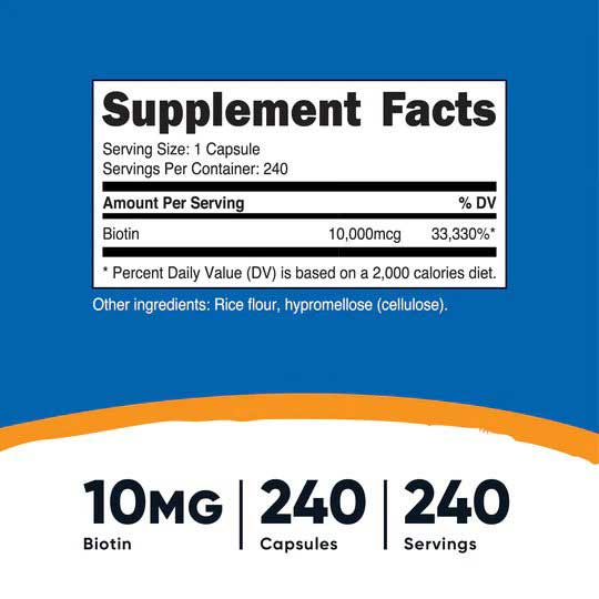 Biotin 10 MG - 240 Caps Supplement