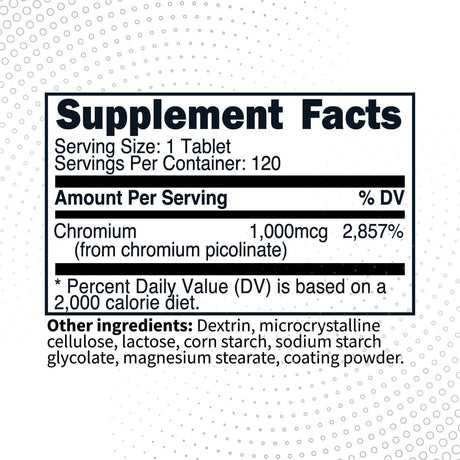 Chromium Picolinate 1,000mcg | 120 Servings