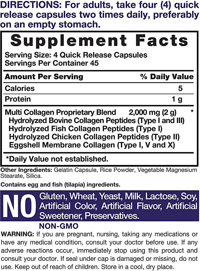 Hydrolyzed Multi-Collagen Supplement Facts