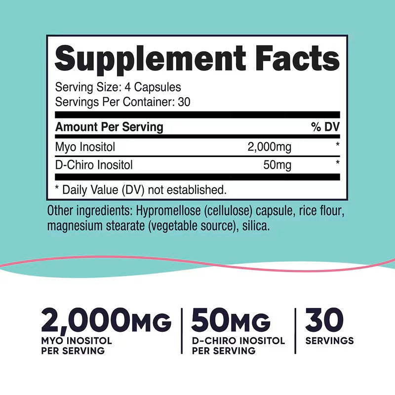 Inositol Cap Nutricost Myo & D-Chiro Inositol, 120 Capsules – Purecell Supplements
