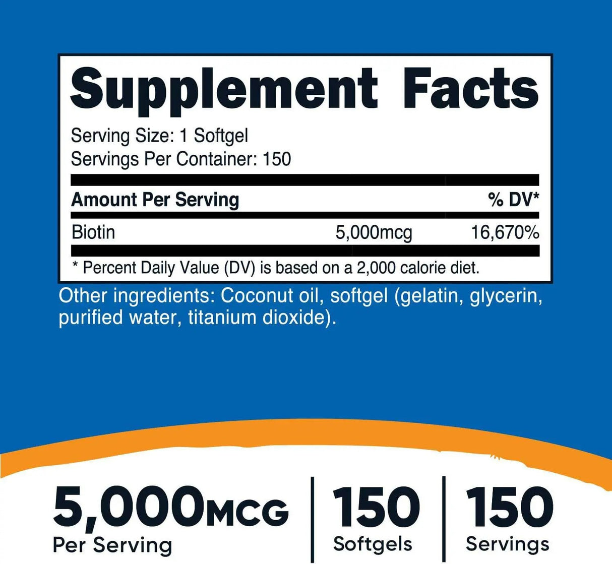 Biotin (5,000mcg) 150 Softgels