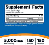 Biotin (5,000mcg) 150 Softgels