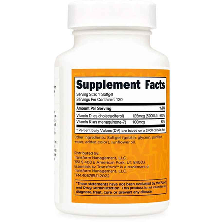 Vitamin K2 (100 MCG) + Vitamin D3 (125 MCG) Supplement