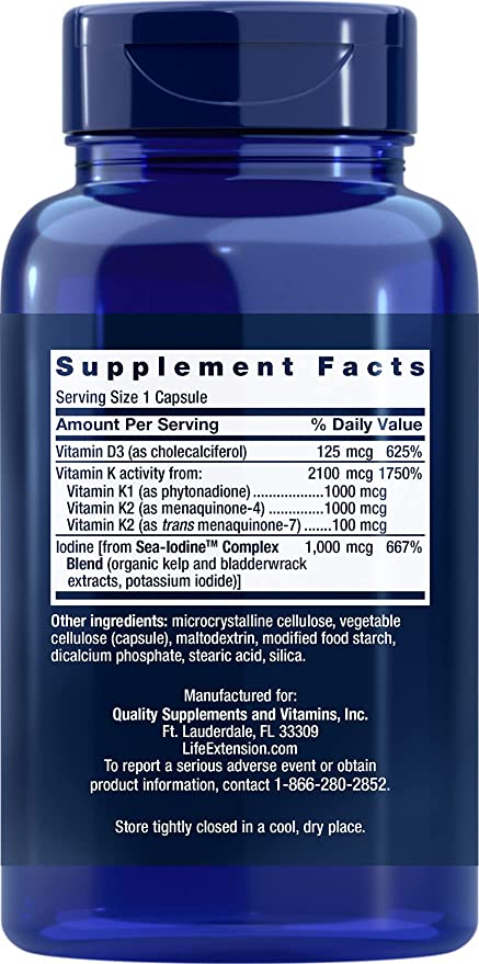 Vitamins D and K with Sea-Iodine™ Supplement Facts