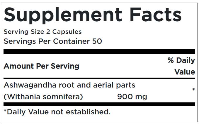 Ashwagandha 450 mg Supplement Facts