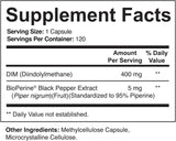 DIM 400mg with BioPerine supplement facts