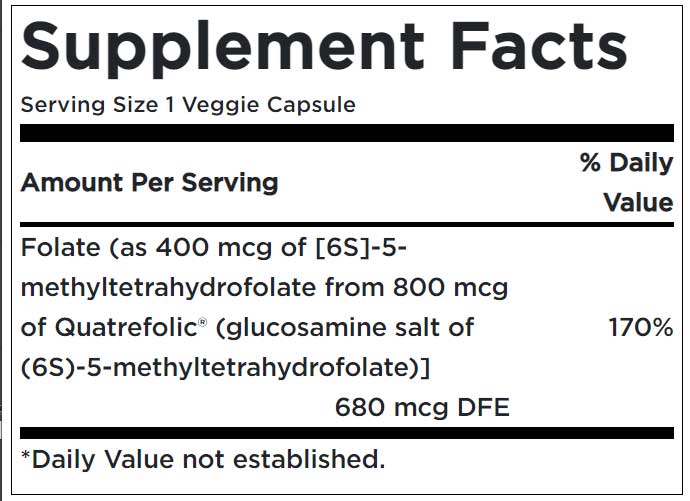 Folate 400 mcg Supplement Facts