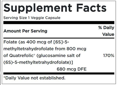 Folate 400 mcg Supplement Facts