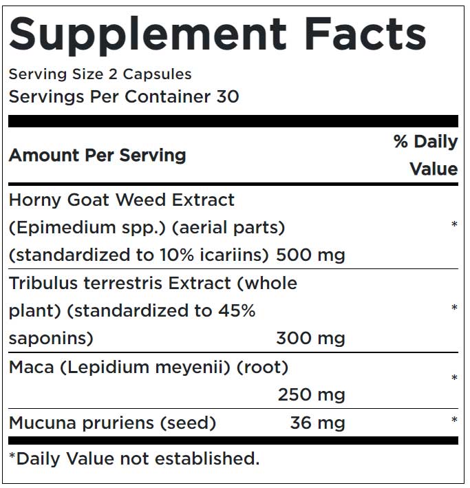 Horny Goat Weed Complex Supplement Facts