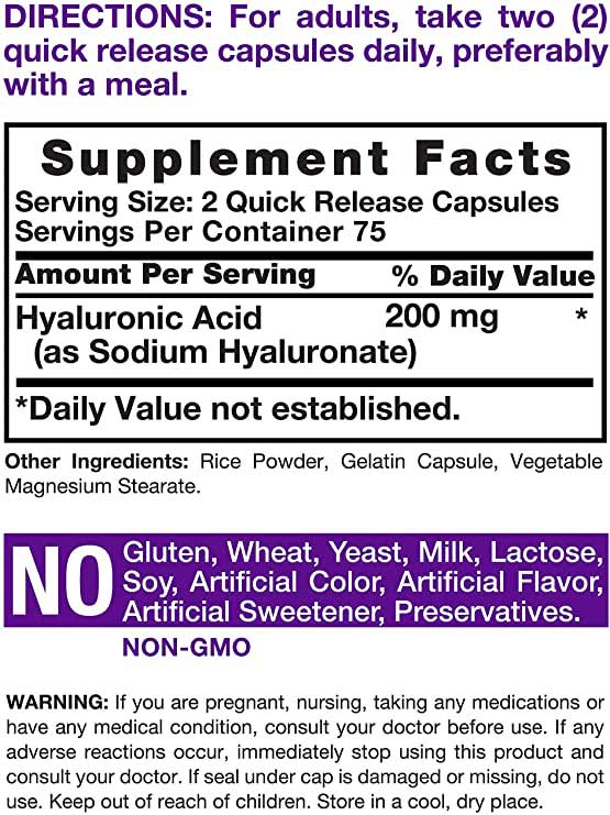 Hyaluronic Acid Supplement Facts