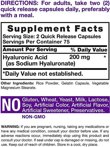 Hyaluronic Acid Supplement Facts