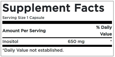 Inositol 650 mg Supplement Facts