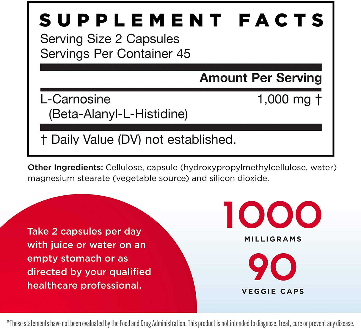 L-Carnosine Supplement 1000 mg