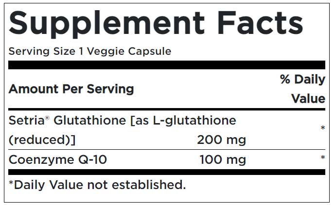 L-Glutathione With CoQ10 Supplement Facts