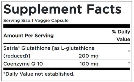 L-Glutathione With CoQ10 Supplement Facts