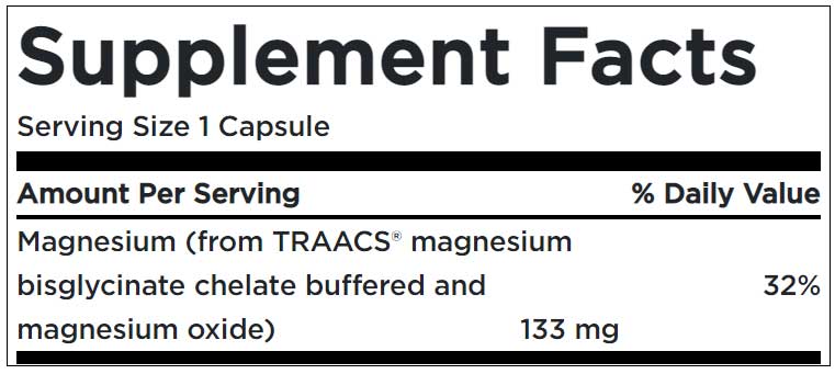 Magnesium Glycinate 133 MG Supplement Facts