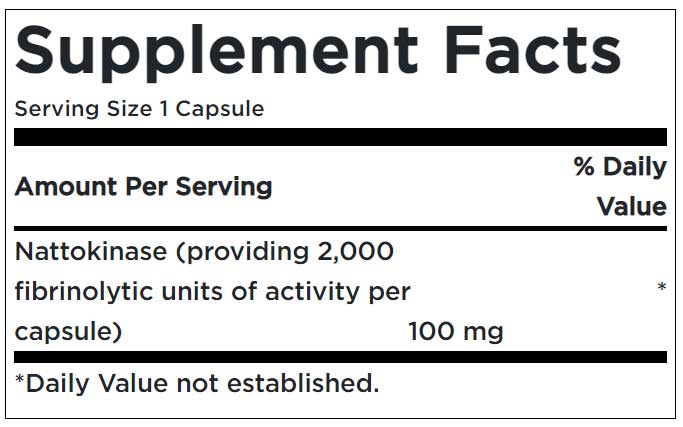 Nattokinase 100 mg Supplement Facts