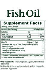 Omega-3 Fish Oil 1200mg 180 Caps facts