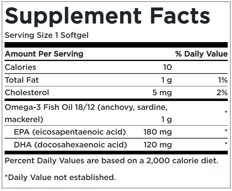 Omega 3 Fish Oil 300 mg Supplement Facts