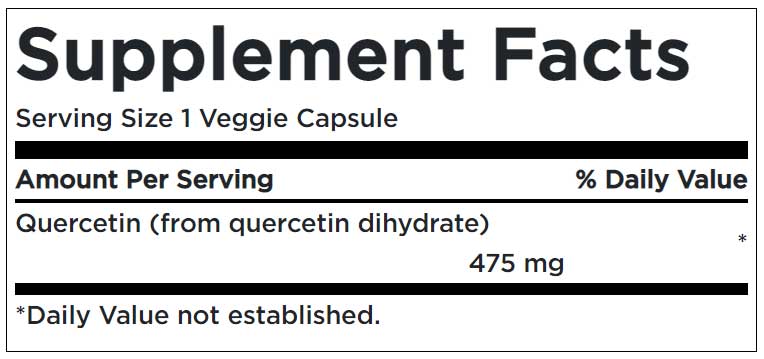 Quercetin 475 mg Supplement Facts