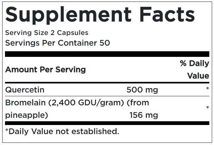 Quercetin & Bromelain – Supplement Facts