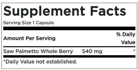 Saw Palmetto 540 mg Supplement Facts