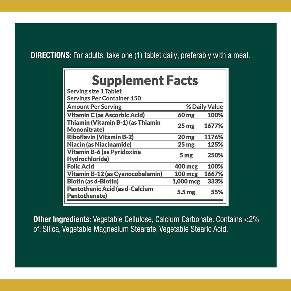 Super B Complex - With Folic Acid + Vitamin C Facts