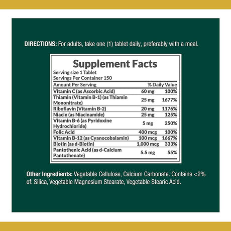 Super B Complex - With Folic Acid + Vitamin C Facts