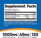 Vitamin C with Zinc Capsules, 120 Servings